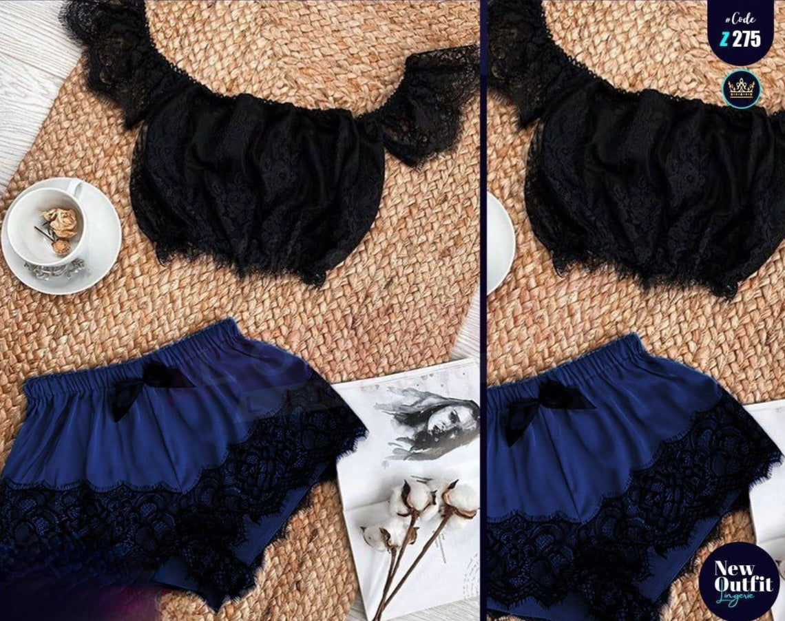 Two-Piece Satin and Lace Lingerie Set