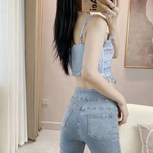 Chic Tweed Crop Top with Frayed Edges
