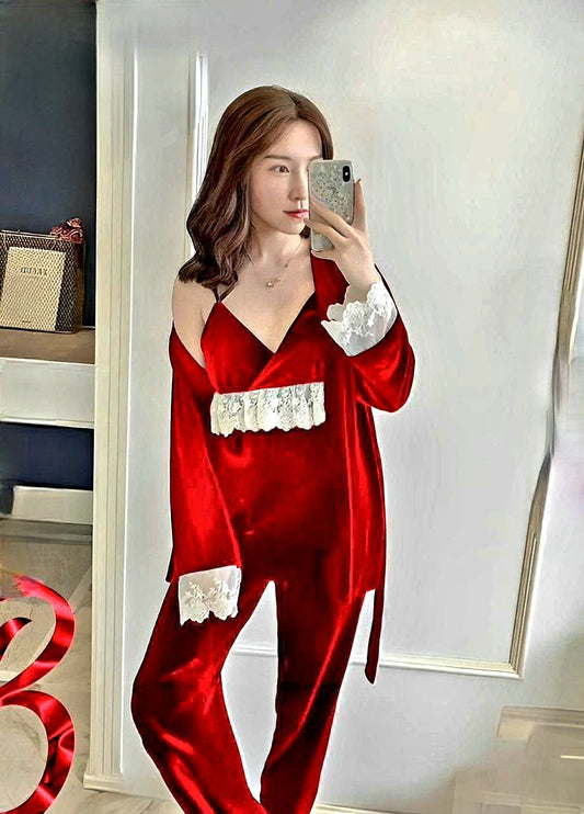 Elegant 3-Piece Velvet Loungewear Set