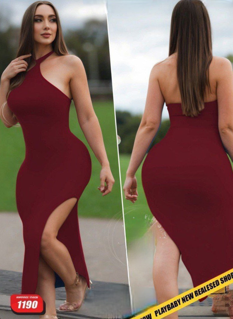 Tie-Front Midi Dress with Side Slit
