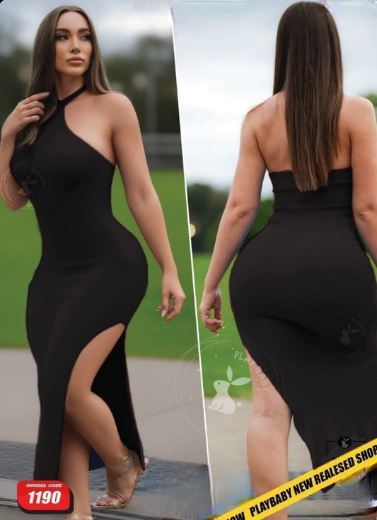 Tie-Front Midi Dress with Side Slit